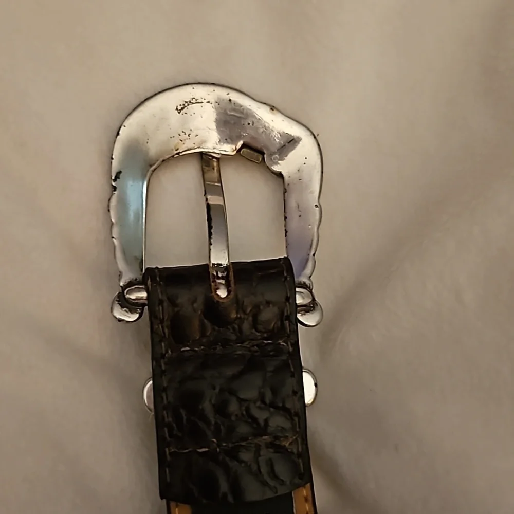 VTG BRIGHTON 1990s Dark Brown Crocodile Belt Medium